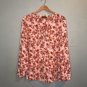 Adrianna Papell floral blouse long sleeves